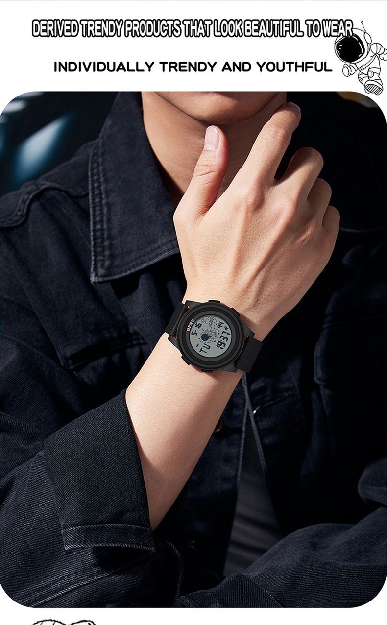 Digital Sports Watch With Astronaut Design – 50M Waterproof, LED Backlight, Countdown Timer & Dual Time – Lightweight TPU Strap_voghion.com