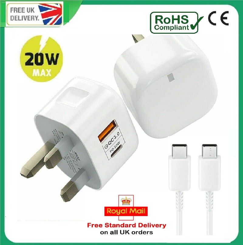 For Samsung Tab A7, A8, A9 / A9+ Plus 2023 Fast Charger Cable Mains Plug PD 20W_voghion.com