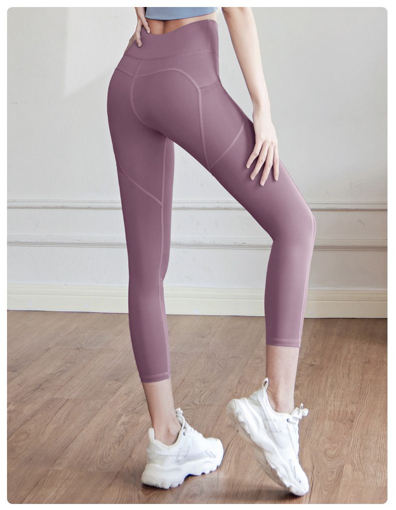 Hochwertige Booty Lifting-Yogahose für Damen mit seitlichen Netztaschen – Kniebeugensichere Workout-Leggings für Fitnessstudio und Fiess_voghion.com