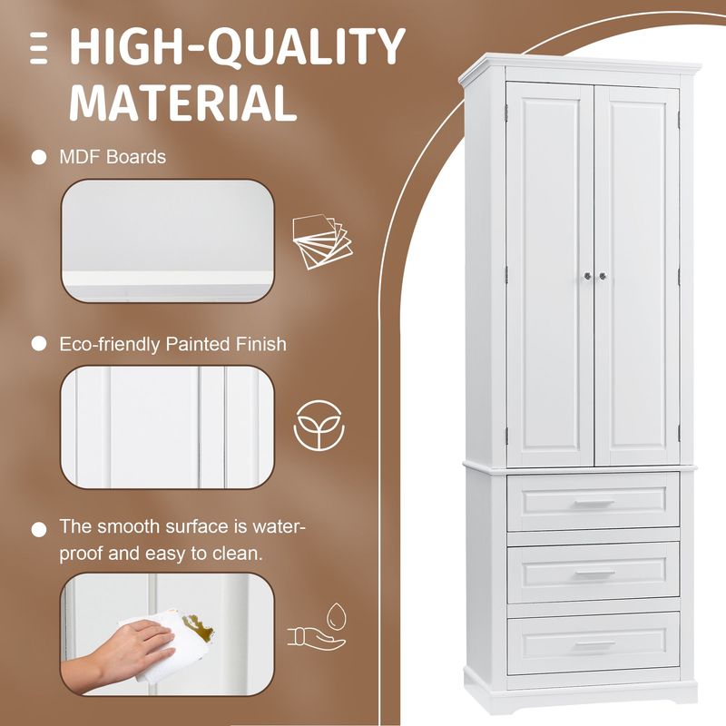 Tall Storage Cabinet With Three Drawers For Bathroom/Office_voghion.com