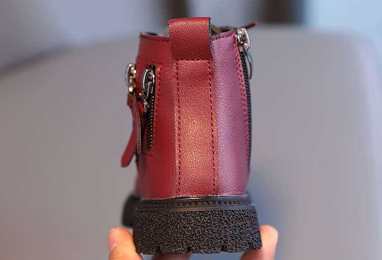 Scarpe per bambini Autunno e inverno Stivali Martin in velluto Scarpe piccole e calde in pelle Stivali corti grandi in cotone per ragazze_voghion.com
