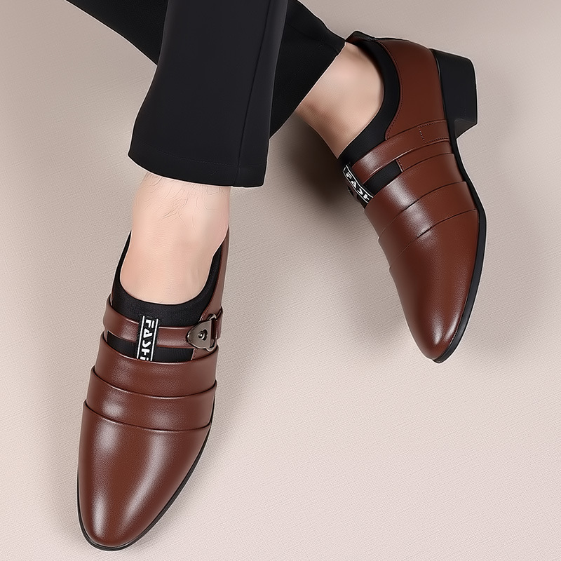 Formal Shoes For Man Dress Leather Shoes Oxfords Shoes Comfortable Pointed-Toe Business Casual Shoes Slip-On_voghion.com