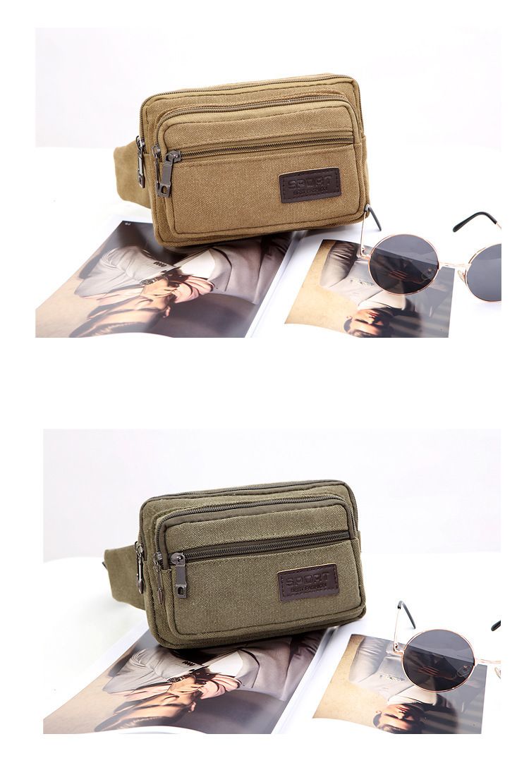 New Canvas Casual Fanny Pack Men's Construction Site Work Multi-functional Chest Strap Bag Wear-resistant Large Capacity_voghion.com
