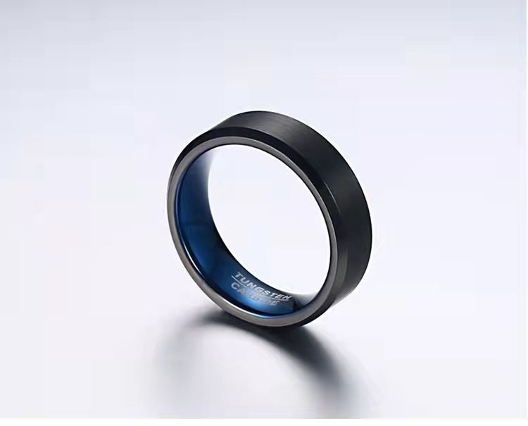 Anello unisex in acciaio al tungsteno smussato, con finitura spazzolata, da uomo, 2/4/6/8/10 mm_voghion.com