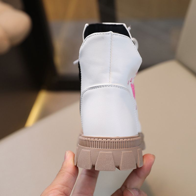 Kinderschuhe Mädchen Martin Stiefel 2024 Neue Frühjahr und Herbst Schwarz Laufsteg Kurze Stiefel Kinderstiefel Kleine Mädchen Kinderstiefel_voghion.com