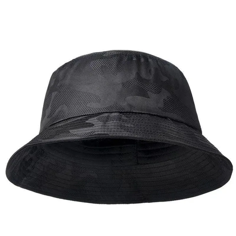 Novedades 2024 Nuevo gorro de pescador para hombre, de doble cara, color negro, con camuflaje, para senderismo, escalada, hip hop, de algodón, para pesca_voghion.com