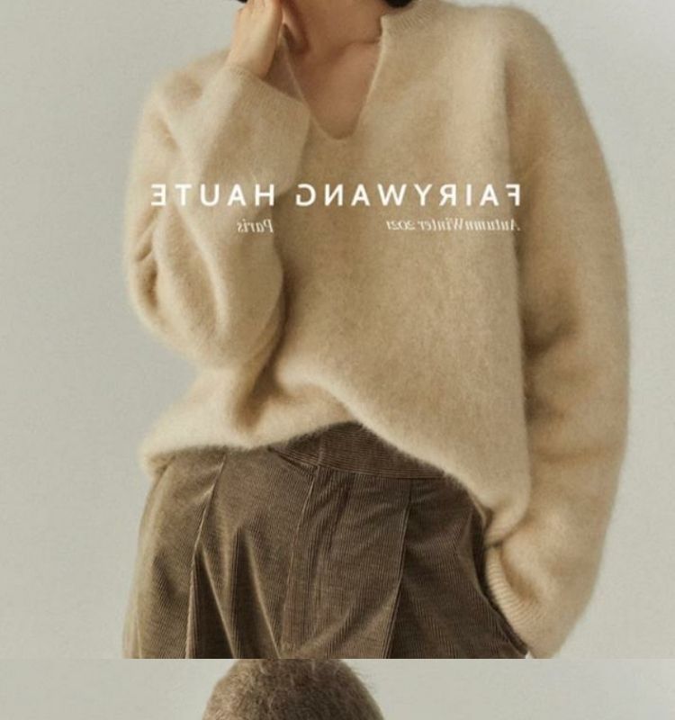 Mädchen-Pullover, weich und flauschig, mit Innenfutter aus Nerzsamt, V-Ausschnitt, gestrickt, für Damen, Herbst/Winter, dick gefüttert, hochwertiger europäischer Stil_voghion.com