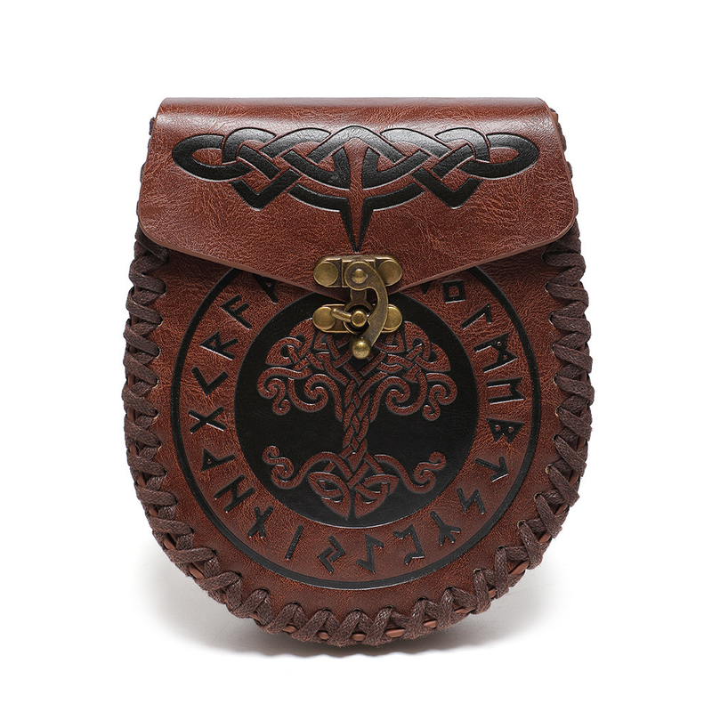 Mittelalterlicher Gürtel im Wikingerstil, Münzgeldbörse, Ritter-Retro-Gürteltasche mit Prägung_voghion.com