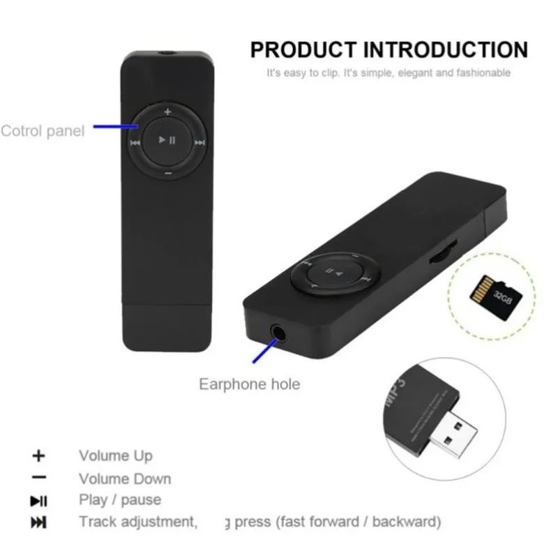 Portable In-Line Mini U Disk MP3 USB 2.0 Lossless Sound Music Media Player Supports Micro TF Card_voghion.com