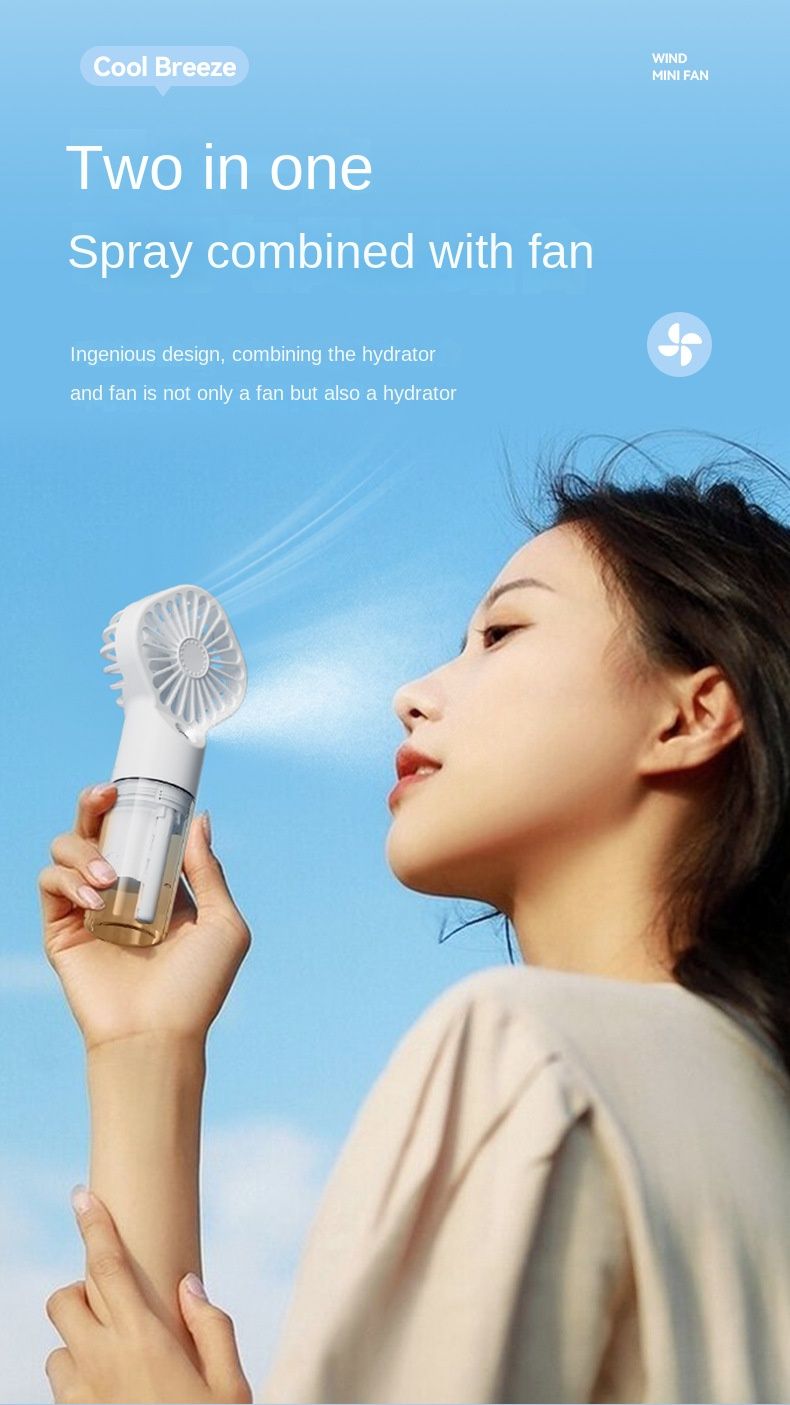 Mini Handheld USB Rechargeable Portable Misting Fan With 4 Adjustable Speed Spray Water Mist For Outdoor Camping And Traveling_voghion.com