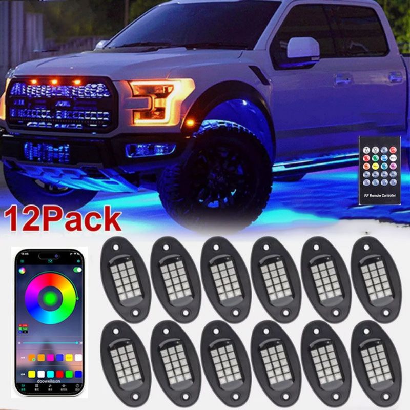1SET Automotive RGB-Chassislichter, Bluetooth-Regenbogen-Offroad-Chassis-Atmosphärenlichter, Musik-LED-Rhythmuslichter_voghion.com