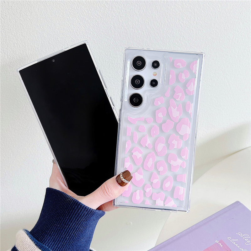 Custodia per telefono con stampa leopardata per Samsung Galaxy S24 S23 Ultra S21 S22 Plus S20FE S21FE Nota 20 Airbag trasparente antiurto_voghion.com