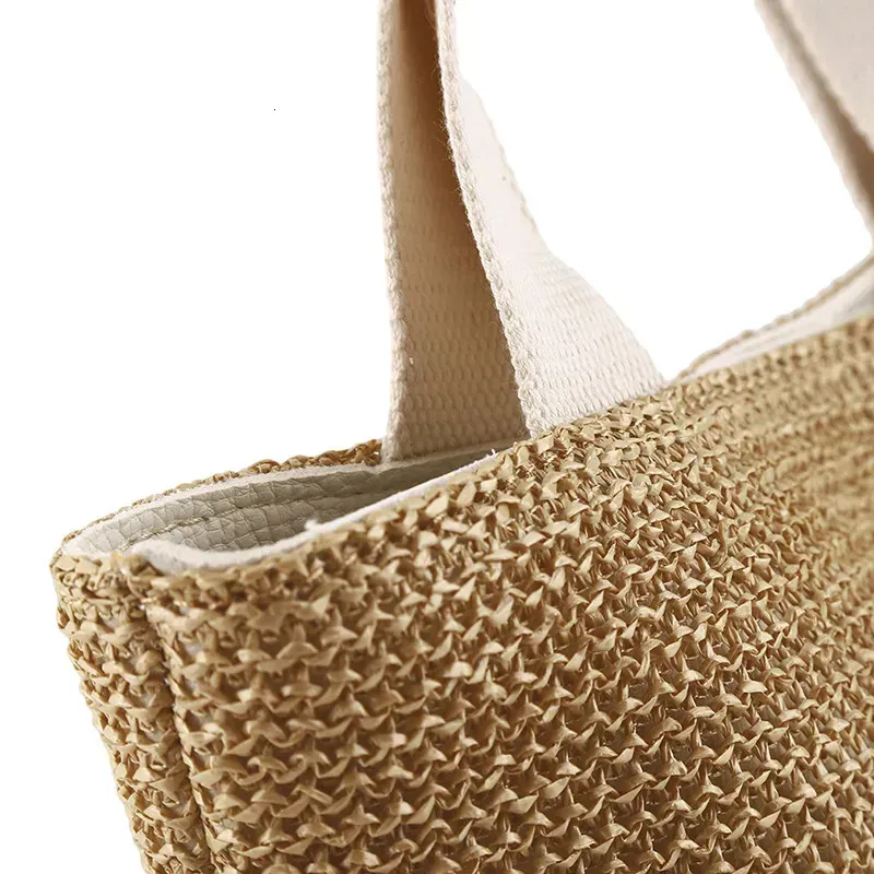 Borsa a tracolla da spiaggia in paglia da donna, stile bohémien, in rattan intrecciato, borsa a secchiello fatta a mano, borse a tracolla per 250314l_voghion.com