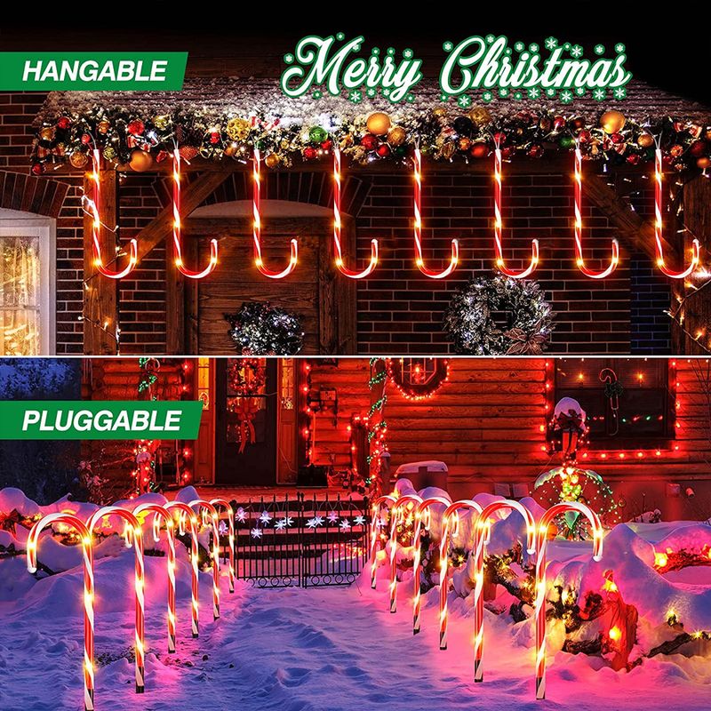 Zonne-energie Kerst Candy Cane Light Buiten Waterdicht Kerst Daglicht LED Huis Tuin Passage Binnenplaats Gazon Decoratie Licht_voghion.com