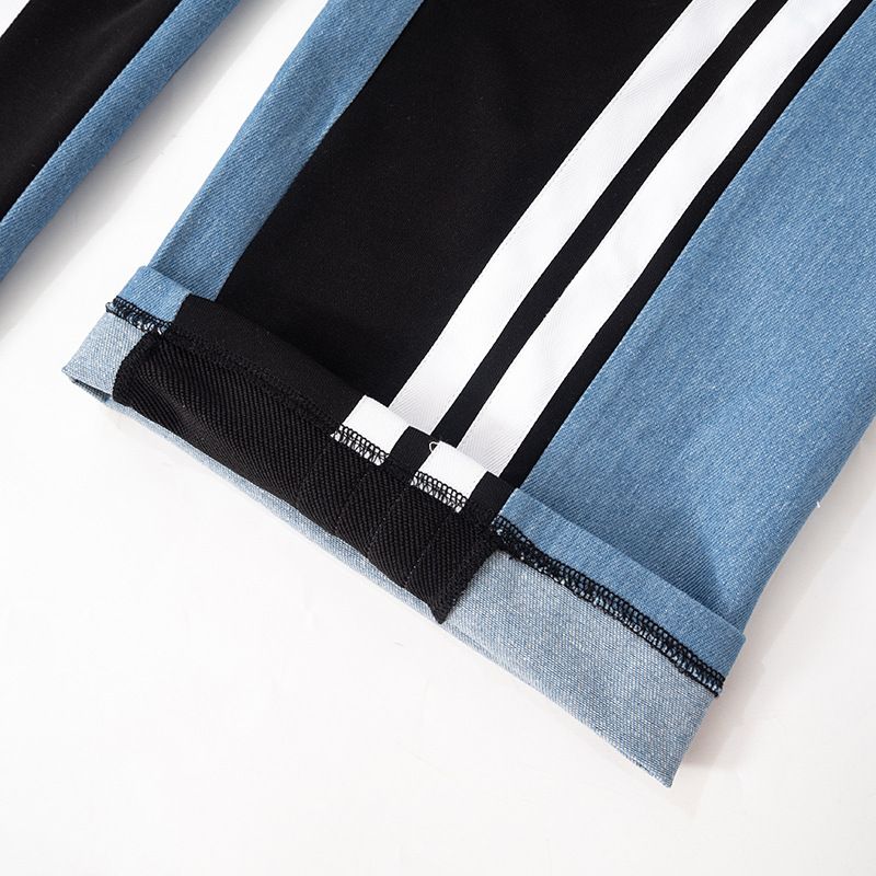 Abbigliamento donna tendenza moda strisce di colore a contrasto cuciture larghe gamba larga tempo libero_voghion.com