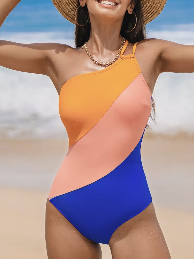 Sexy bikinibadedrakt med høy midje for kvinner – fargeblokkdesign, komfortabel og stilig_voghion.com