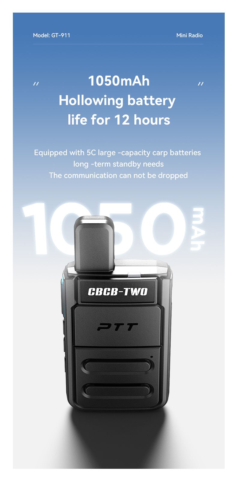 CBCBTWO 4PCS GT-911 Walkie Talkie Dual PTT Ultra-thin Walkie-talkie Portable PMR/FRS Two Way Radio Type C For Hotel_voghion.com