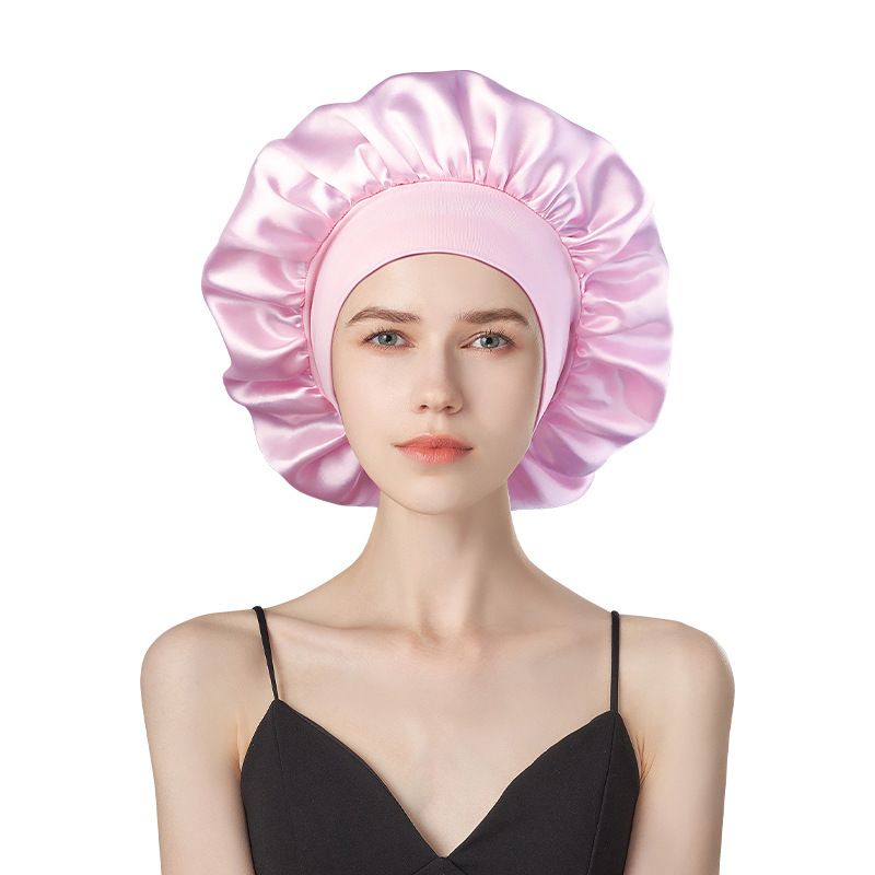 Berretto da notte classico europeo e americano per adulti, tinta unita, alla moda, con tesa larga, in raso, comodo da indossare per le donne_voghion.com