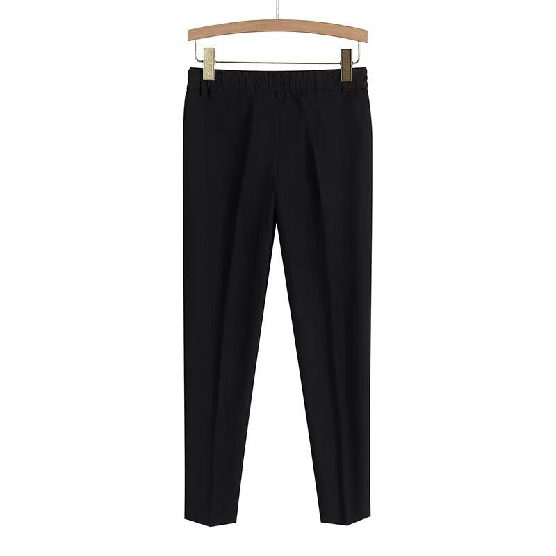 Yaz İnce Erkek Drape Üst Sınıf Küçük Düz Pantolon Basit Buz İpek Rahat Konik Pantolon Kore Versiyonu Dokuz Nokta Pantolon_voghion.com