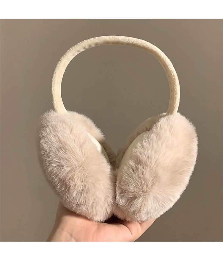 Cache-oreilles en peluche blanche mignonne pour femmes, protège-oreilles chaud d'hiver, cache-oreilles, sac d'oreille résistant au froid_voghion.com