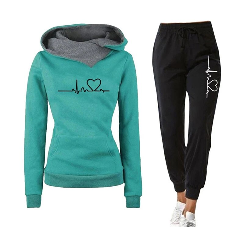 Automne femmes survêtement pulls à capuche sweat + pantalon de survêtement 2 pièces ensemble vêtements de sport décontractés Jogging vêtements de course_voghion.com
