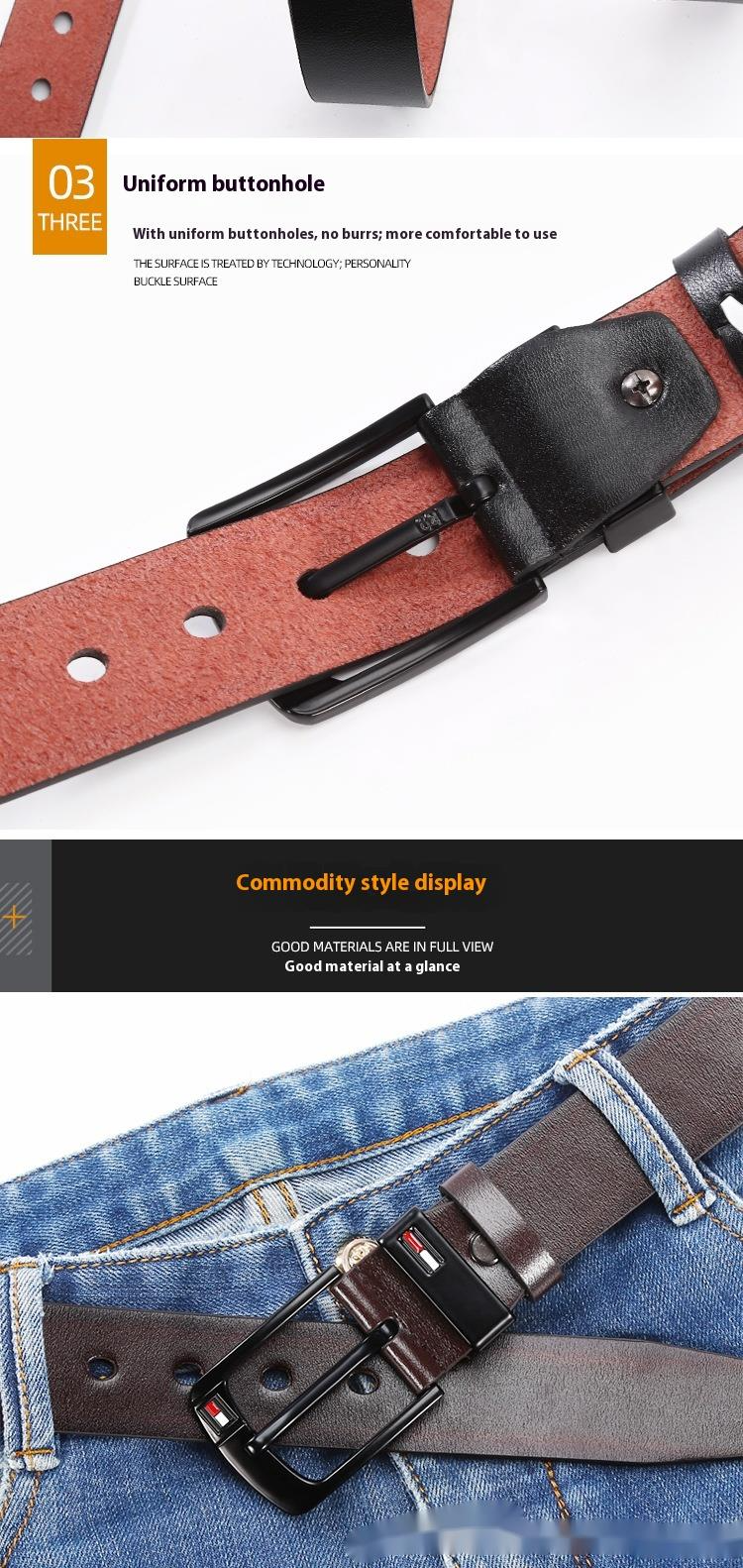 Nuova cintura con fibbia ad ago con goccia di olio in lega da uomo europea e americana per uomini di mezza età e giovani, versatile cintura per pantaloni in pelle di mucca da uomo_voghion.com