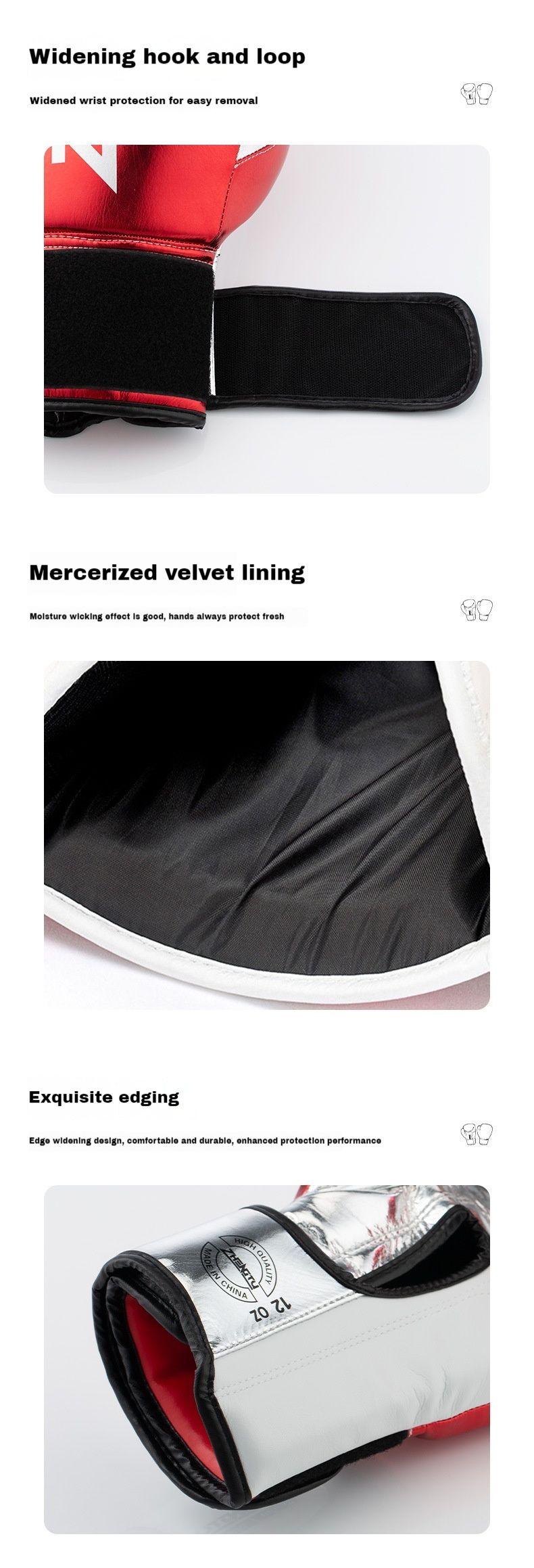 Gants de boxe en microfibre pour adultes pour compétitions professionnelles, doublure intérieure en latex, gants d'entraînement et de fitness en cuir brillant_voghion.com