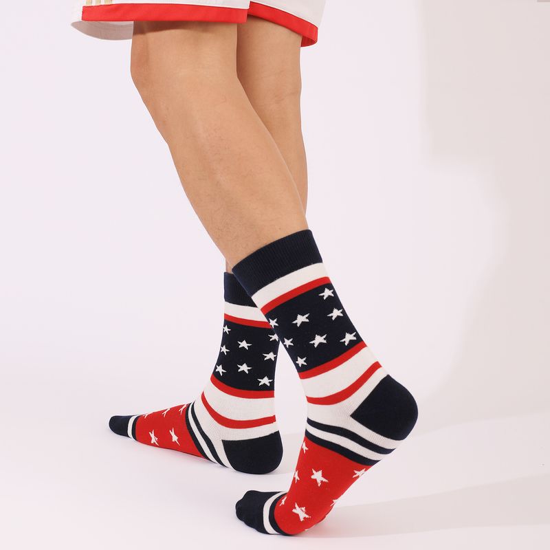 Explosive feuchtigkeitsableitende Baumwoll-Streifensocken in Übergröße für Damen und mittellange Socken für Herren_voghion.com