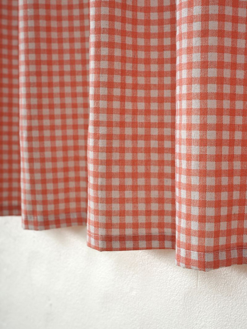 Cortinas xadrez boêmias para cozinha, quarto e cafeteria – Cortina de porta e janela de linho e algodão estilo Ins com borlas, xadrez vermelho/verde/preto_voghion.com
