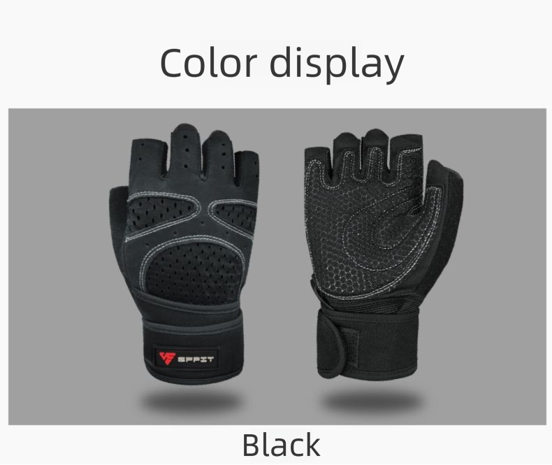Fitness Gloves For Men, Summer Thin Thickened Palm Wrist Strap 2-in-1 Anti-Slip Callus Prevention Wear-Resistant_voghion.com