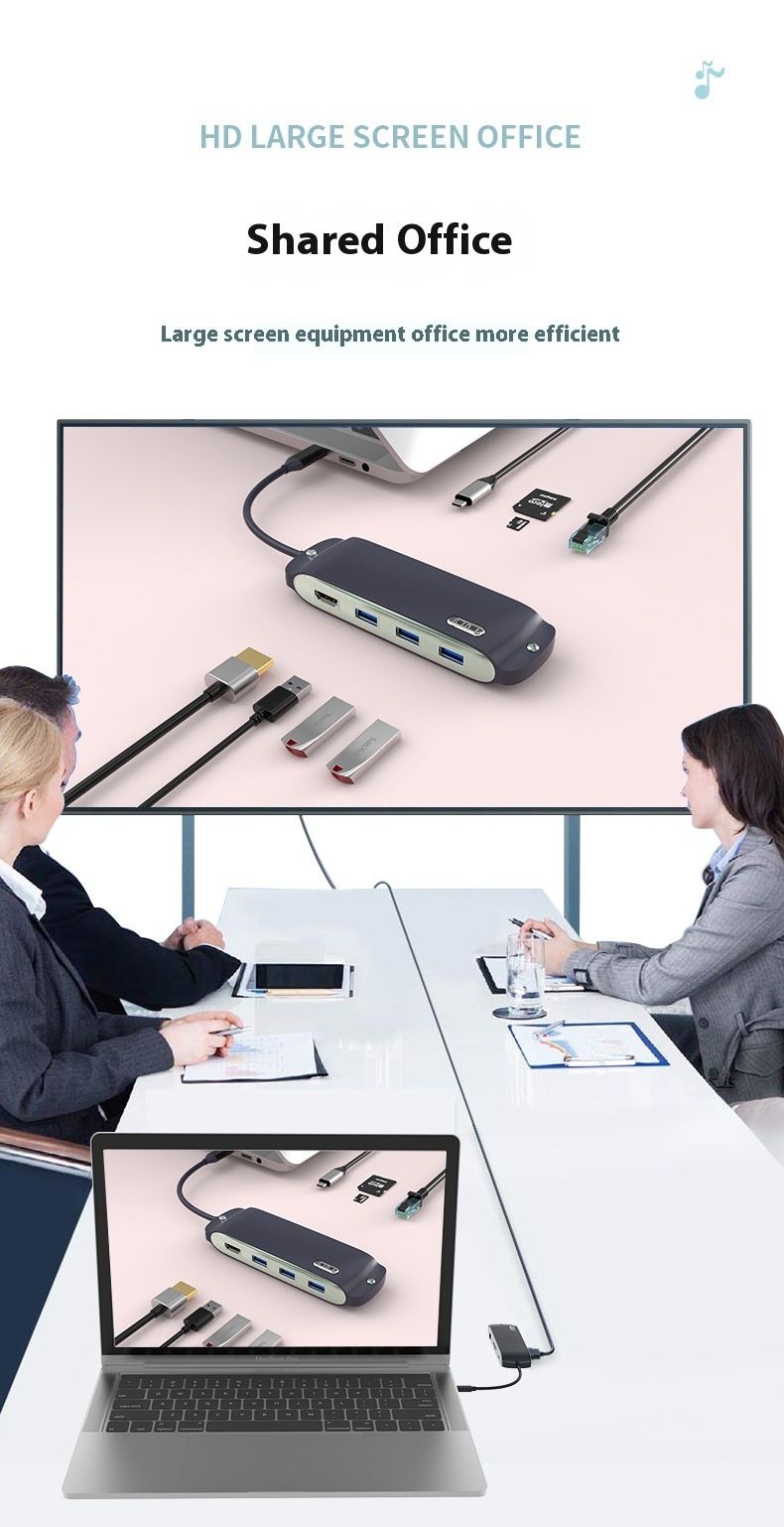 USB stotelės HDMI adapteris Type-C Ethernet prievado keitiklis, tinkamas nešiojamojo kompiuterio HUB skirstytuvui_voghion.com