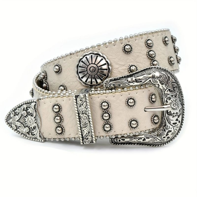 Women's Western Punk Belt, Y2K Studded Waistband With Alloy Buckle For Jeans & Skirts_voghion.com
