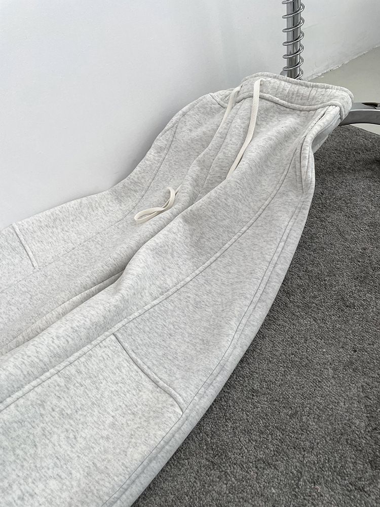 Pantaloni da jogging da donna con coulisse, foderati in pile e vita alta, vestibilità ampia, casual, in misto cotone (bianco, nero) Taglie S/M/L_voghion.com