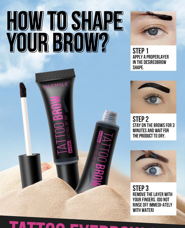 MLSMILE Tear Off Eyebrow Glue, Long Lasting, No Smudge, Waterproof, Sweat Proof, Easy To Color, Three Color Eyebrow Dyeing Glue_voghion.com