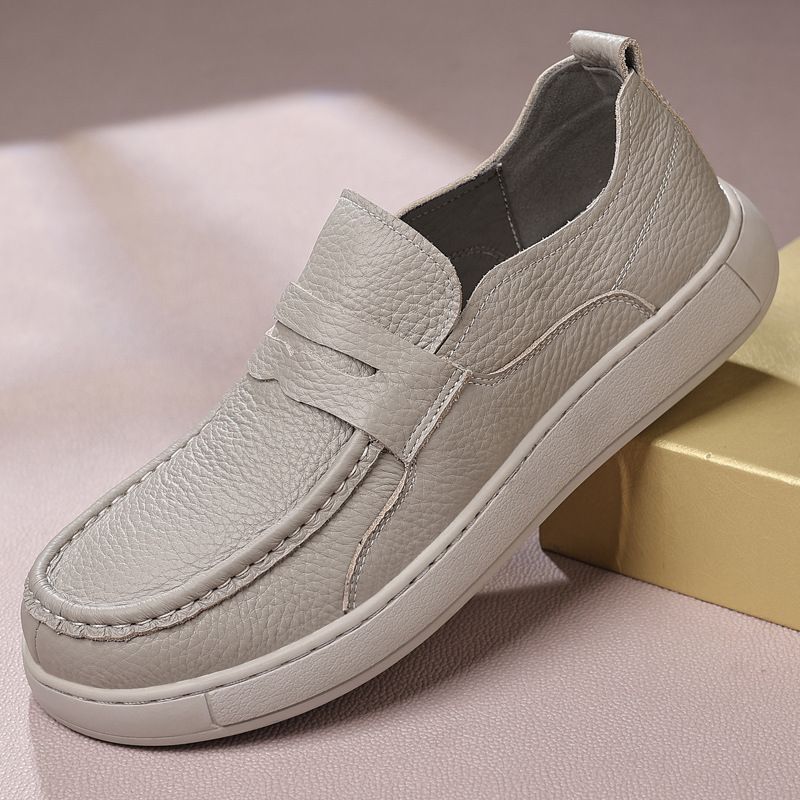 Euro Step First Layer Rindsleder Herren Loafer Slip-On Casual Leder Atmungsaktiv Rutschfest Trendy Schuhe_voghion.com
