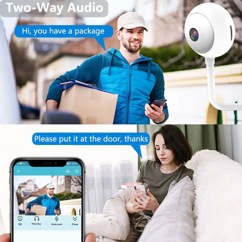 Smart USB-lampkamera - 3MP mini WiFi-säkerhetskamera för inomhusövervakning av baby (Plug & Play-nattseende, 2-vägs ljud, rörelsedetektering)_voghion.com