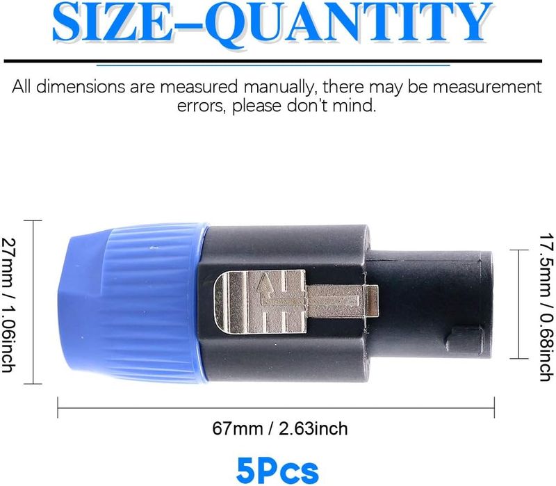 5 Pcs 4 Pole Audio Cable Mount Connector Twist Lock Speaker Plug Compatible With Neutrik Speakon NA4LJ, NA4LJX, NL4MP_voghion.com