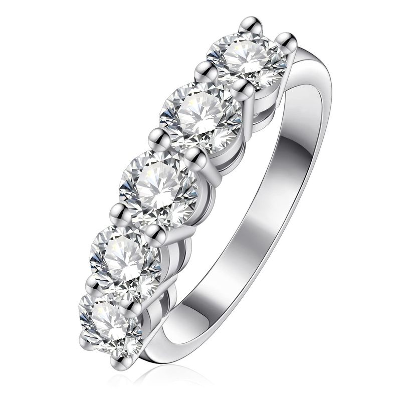 Gioielli Meilong S Argento puro Cinque Principesse Per Donna Mezza fila di diamanti Stile semplice Cerchio Indice anti-fading Fer_voghion.com