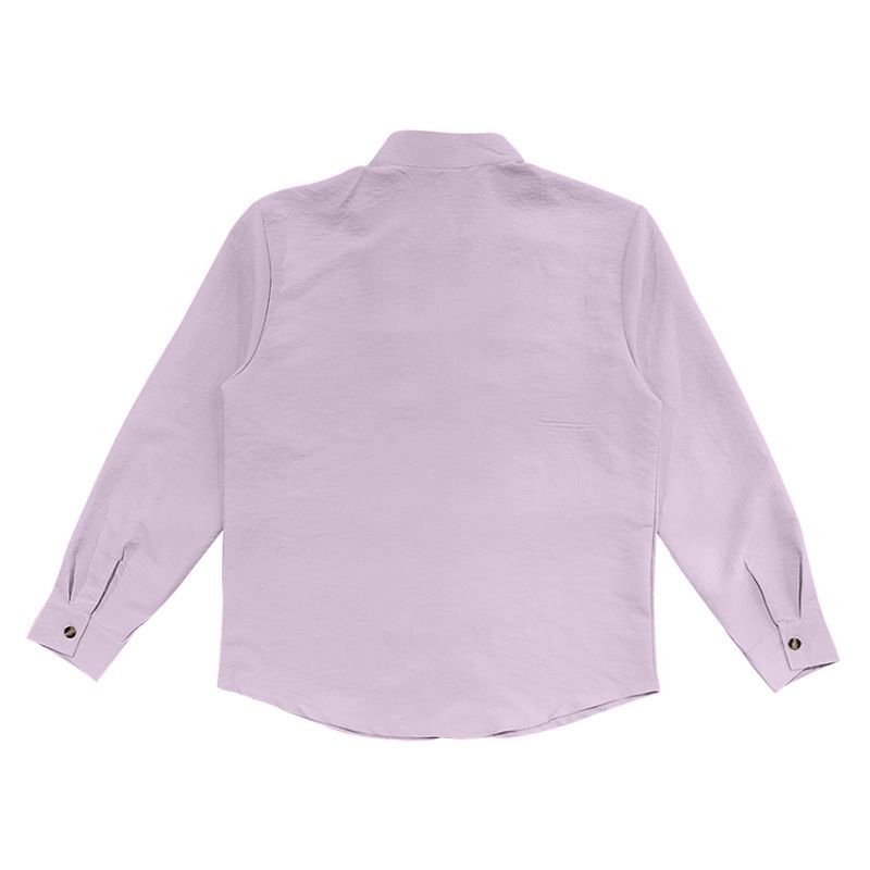 Camicia da uomo casual a maniche lunghe, tinta unita, con colletto alto, traspirante e versatile_voghion.com