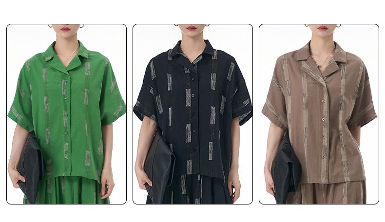 Chemisier ample à manches courtes et col brésilien pour femme, grande taille, été 2025, 68681_voghion.com