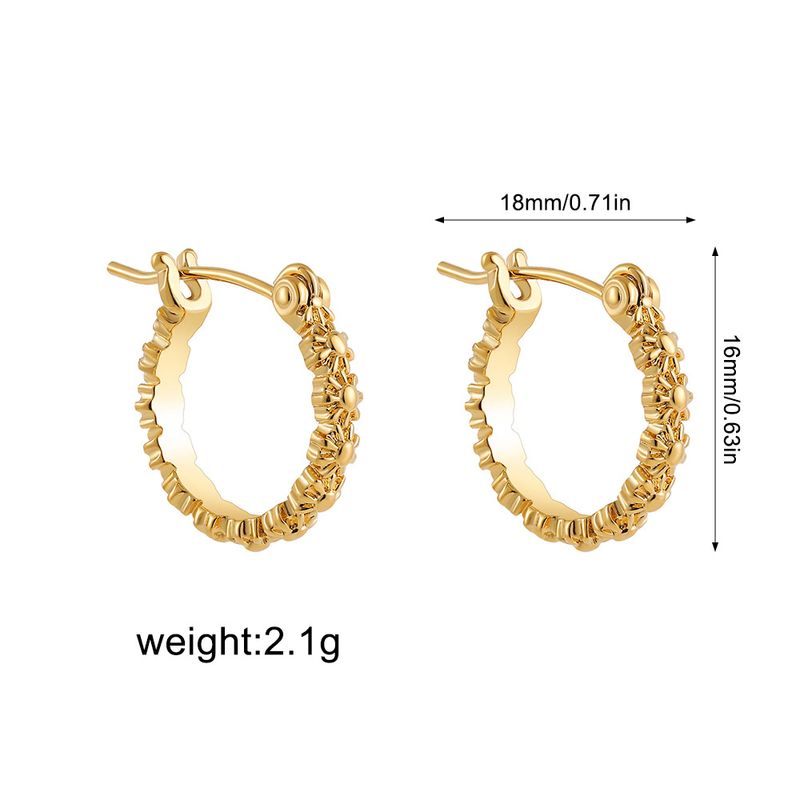 Unisex Echtgold Edelstahl Blume Diamant Kreuz Zirkon Diamant Kleine Ohrringe Niedliche Einfache Netz Promi Ohrringe_voghion.com