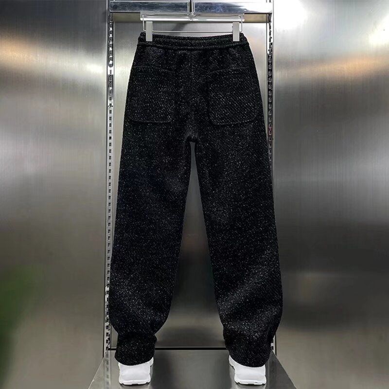 Men's Clothing Fashion Brand Jacquard Knitted Chenille Plaid Casual Pants Men's Spring And Autumn New Loose Fashion All Match Straight Pants_voghion.com