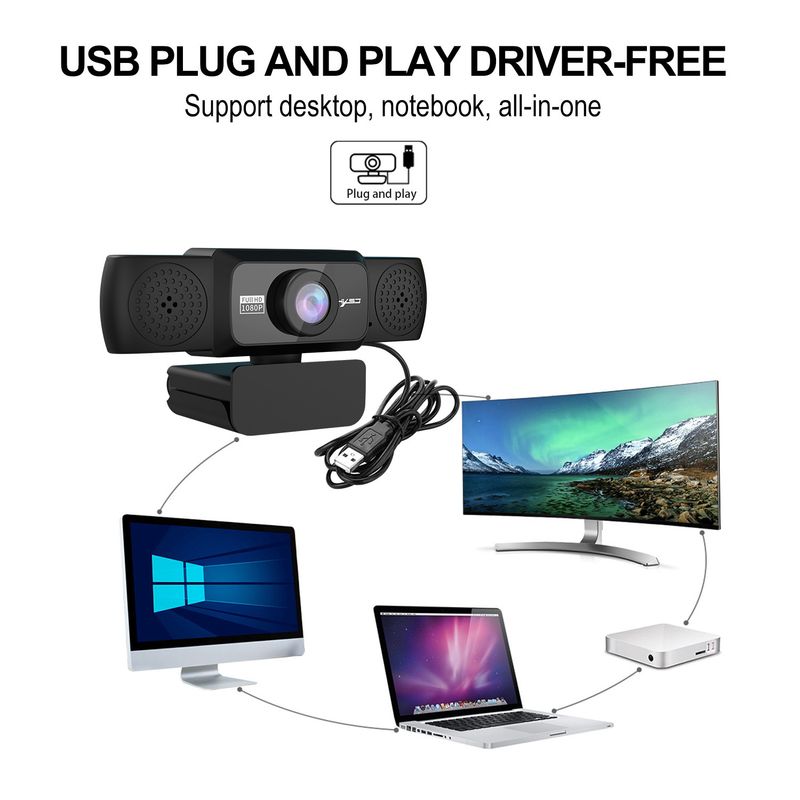 Nueva computadora S5 de alta definición 1080P con cámara de conferencia giratoria de 360 grados para transmisión en vivo de cursos en línea_voghion.com