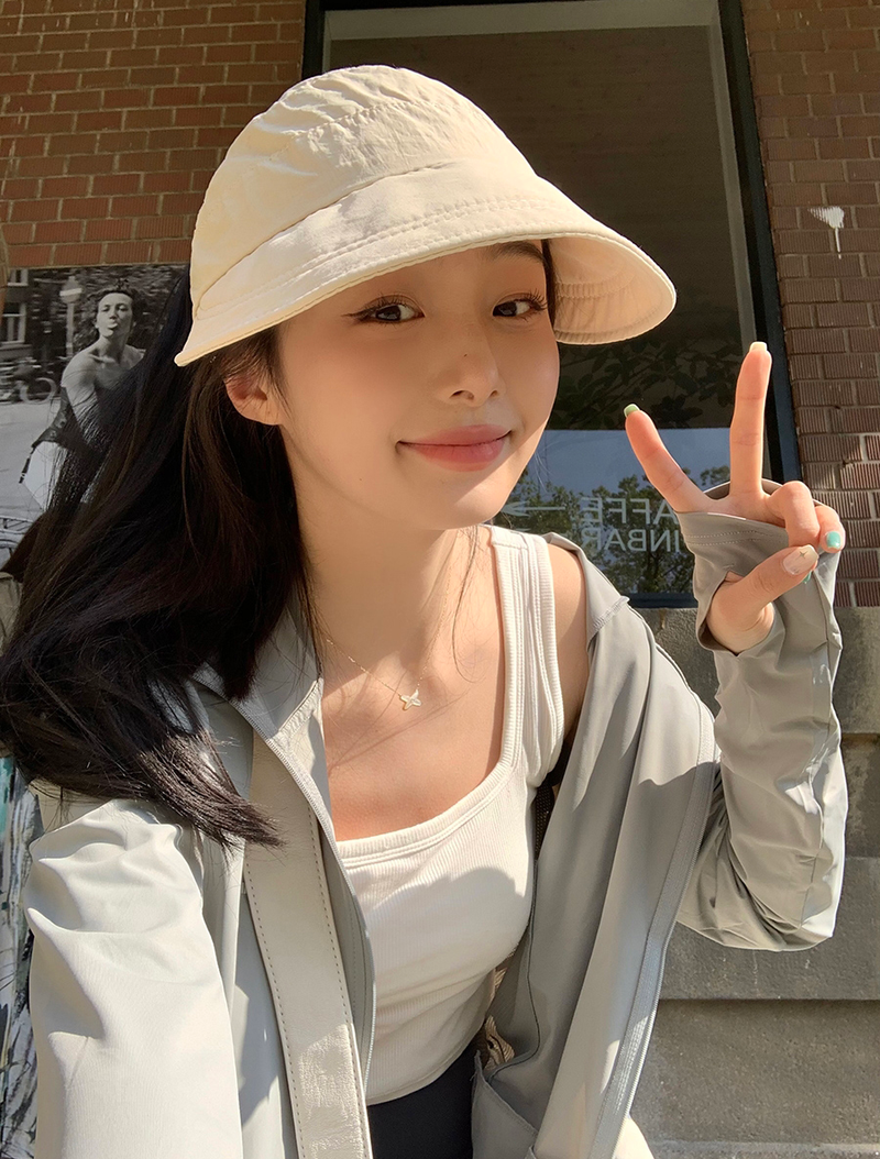 Adjutable Fiherman Cap Women Outdoor Beach Bucket Hat Summer UV Protection Ponytail Sunhat Foldable Vior Panama_voghion.com