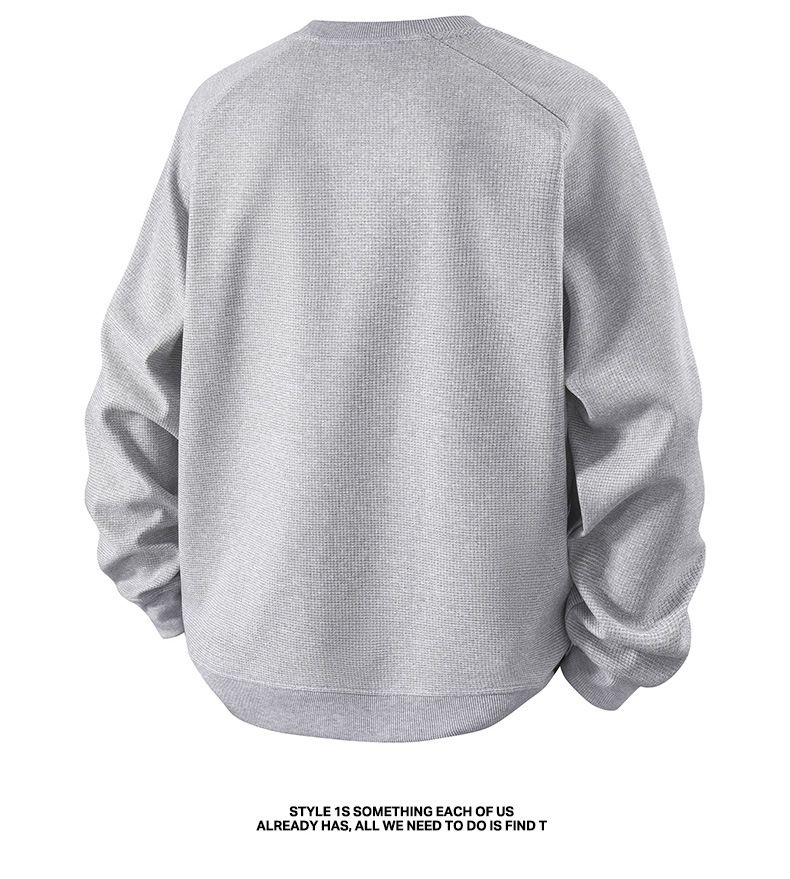 Men's Heavyweight Air Cotton Crewneck Sweatshirt - Drop Shoulder Long Sleeve T-shirt, Casual Relaxed Fit, Soft & Breathable, Multiple Colors_voghion.com