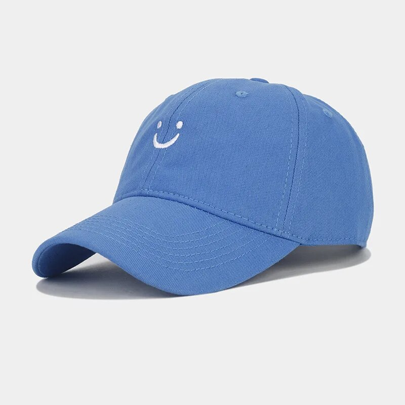 Smiley Face Trucker Washed Dad for Men Women Cute Baseball Caps Unstructured Smile Embroidered Hat_voghion.com