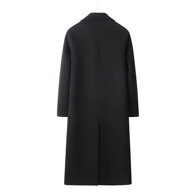 Men's Long Double Faced Wool Coat, Pure Wool, Cashmere Free, Thick Trench Coat With Large Lapels_voghion.com