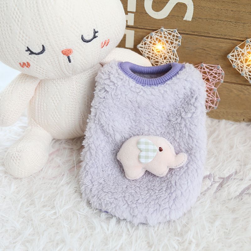 Petstyle Herzförmiger Elefant Kleiner Sitzsack Warme Fleece-Kleidung für Welpen und Kätzchen_voghion.com