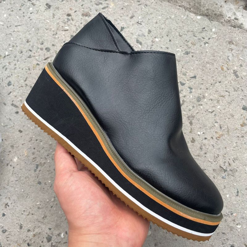 Women's Casual Slip-On Boots With Side Zipper, Round Toe & Chunky Platform Sole, Comfortable Low Heel Shoes For Fall And Winter_voghion.com