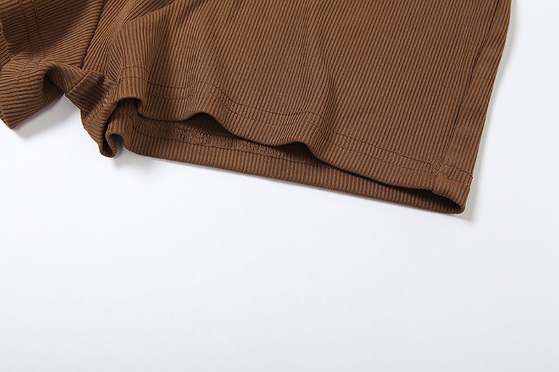 Damenbekleidung Herbstmode Lässig Rundhals Einfarbig Slim Fit I-förmige Weste Hohe Taille Shorts Anzug_voghion.com